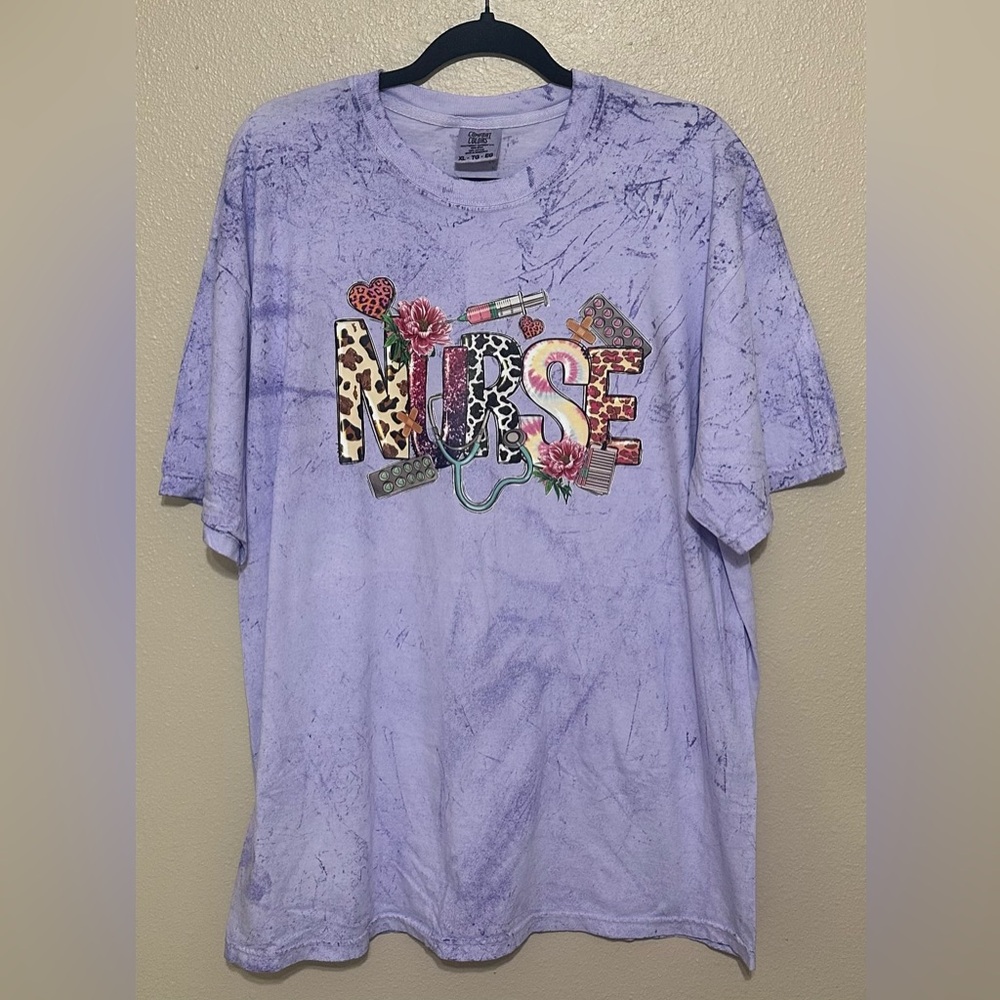 Comfort colors “Nurse” color blast T-shirt